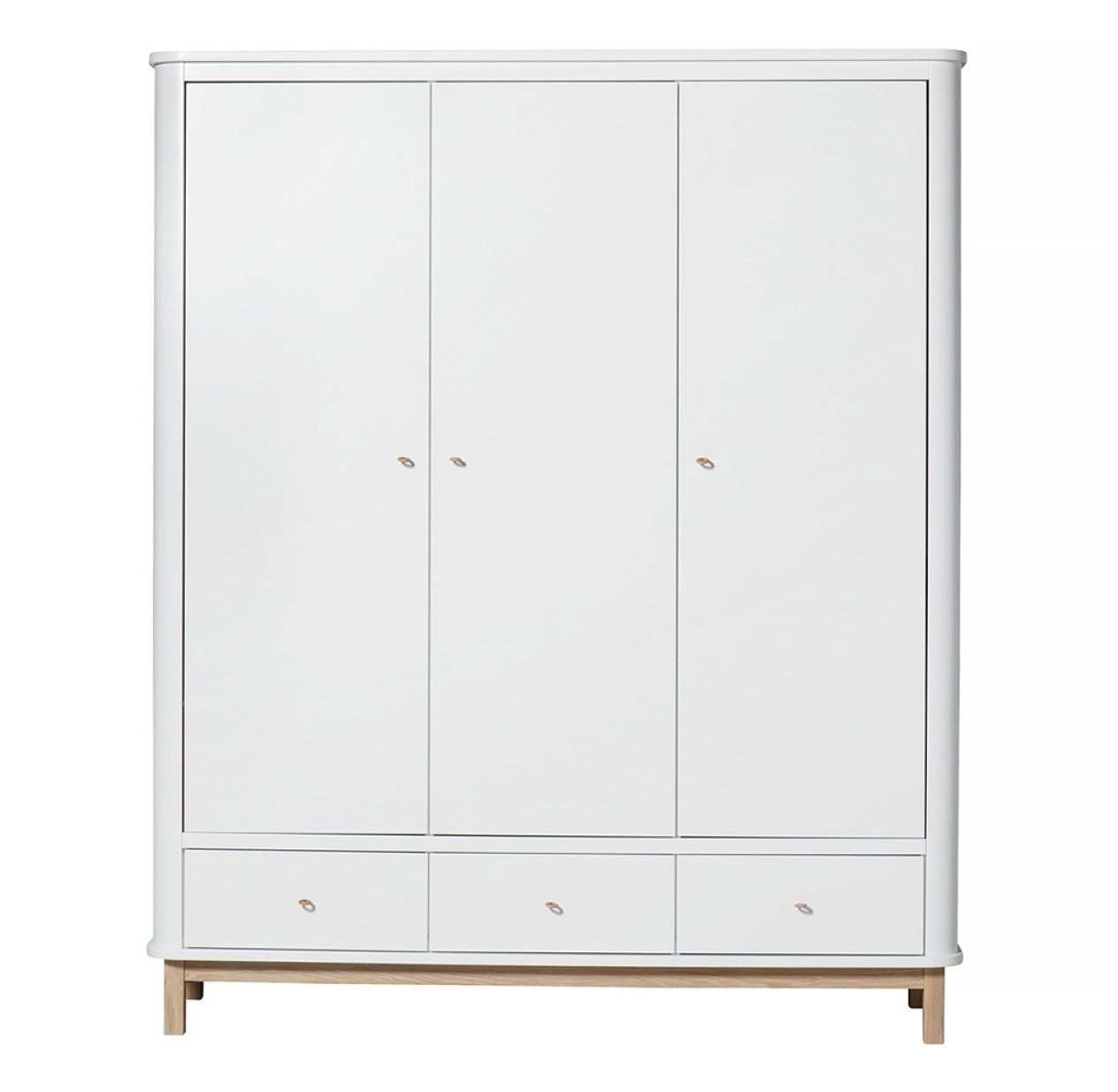 Armoire 3 portes Wood - Chêne / Blanc Oliver Furniture pour chambre enfant  - Les Enfants du Design